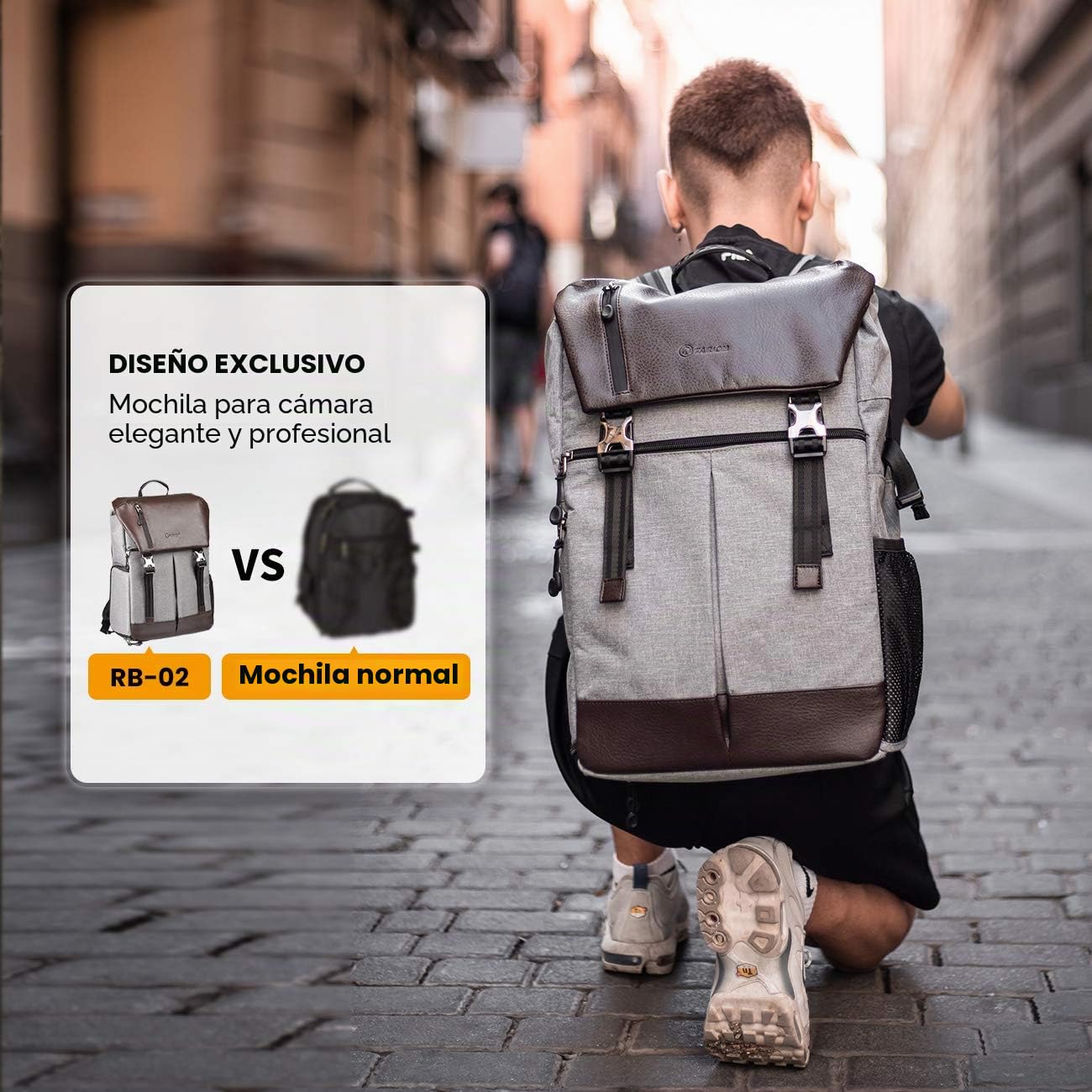 TARION Mochila para cámara con trípode y tableta con cubierta impermeable para lluvia