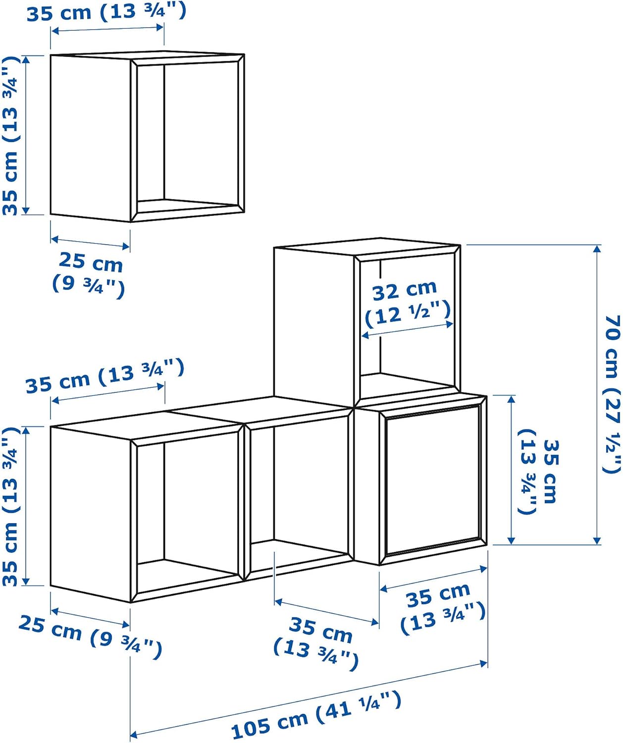 Ikea EKET cabinet dimensions diagram