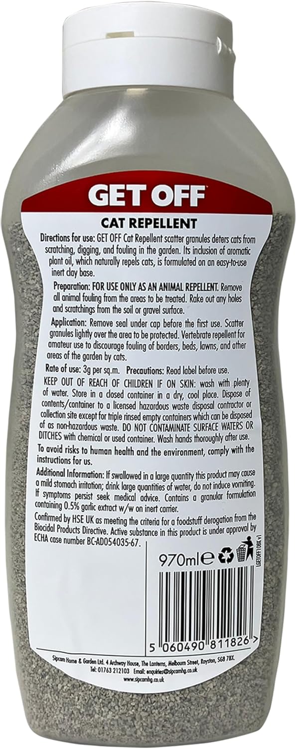 GET OFF | Cat & Dog Repellent Granules - Easy to Use Natural Aromatic Plant Oil Formula, Deters Scratching, Digging & Fouling, 970ml Treats up to 226m² 3 71RQFDlHTPL. AC SL1500