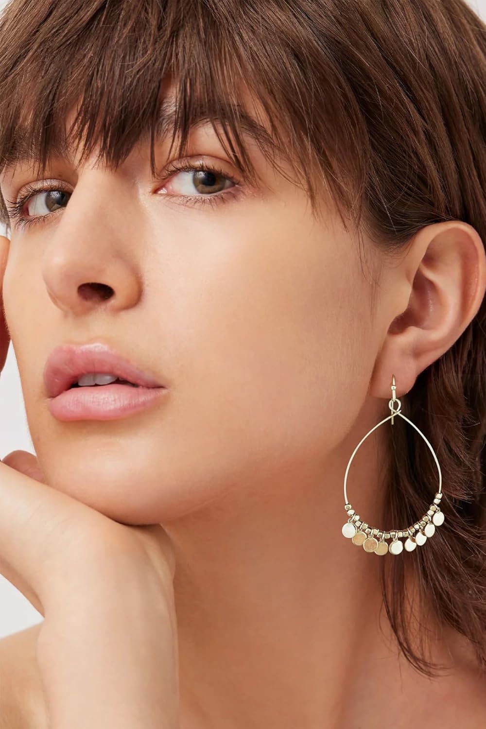 LILIE&WHITE Worn Gold Earrings For Women In Round Disc Matte Gold And Silver Earrings Two Tone Dangle Drop Earrings Fashion Boho Earrings Jewelry Gift - Image 3