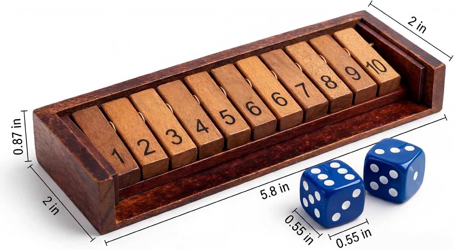 MoodLife Shut The Box Expansion Pack, Wooden Number Tray with 2 Dice, Individual Player Add-on to Increase Group Size to 5, 6+, Portable Math Learning Tool & Game Accessory (1-Pack)