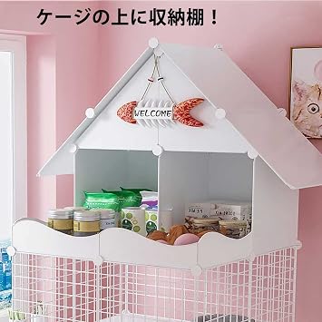 HJMMWT Cage Playpen 3-Tier Cages Indoor Storage Shelf,Folding Metal Cat Crate With Roof And Door Pet Enclosure Large Exercise Place Ideal For 1-3 Cats -,Yellow-a