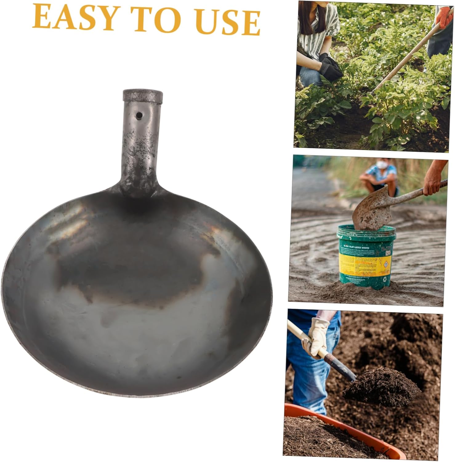 Heavy-Duty Metal Dung Scoop Reusable Muck Shovel 8.66 Inch Large Capacity Manure Scoop for Sewage Well Cleaning and Drain Maintenance