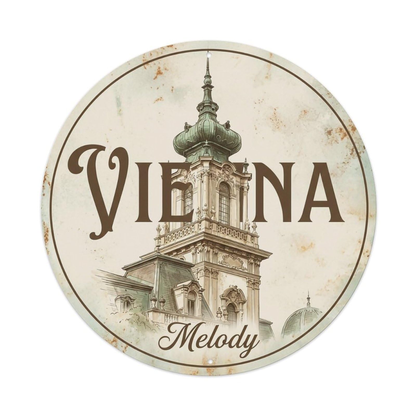 Vintage Travel Vienna Austria Aspiration Metal Tin Sign
