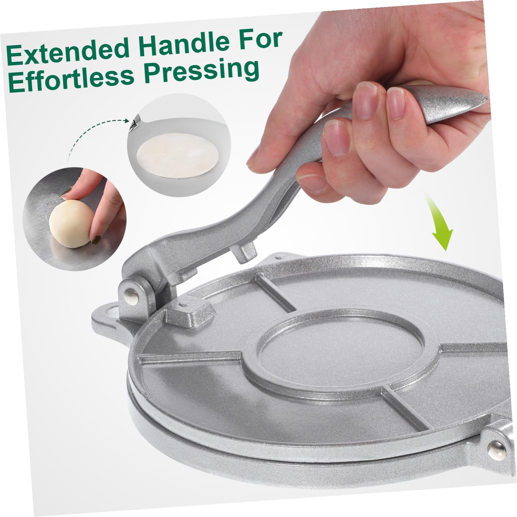 TOYANDONA Pressa Funzione Tortilla per in Argento Lega Forma Alluminio e di Rotonda Eco-friendly Impasto di Riso e Farina, per Cucina e Ragazzo Ragazza