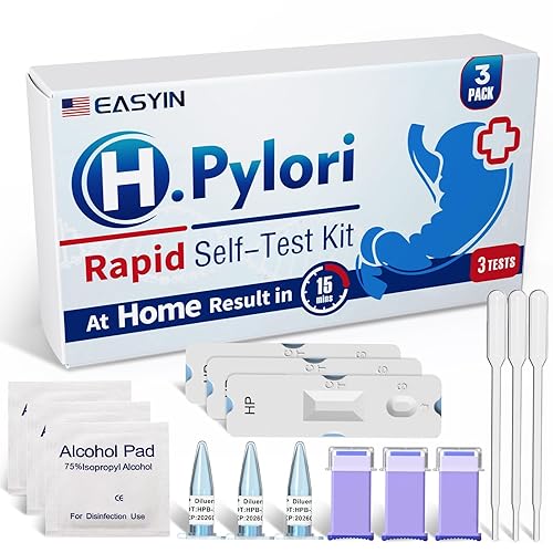H Pylori Kit de prueba 3 paquetes de prueba Helicobacter Pylori en el hogar Resultados en 10-15 minutos - Rápido y altamente preciso Fácil de usar y