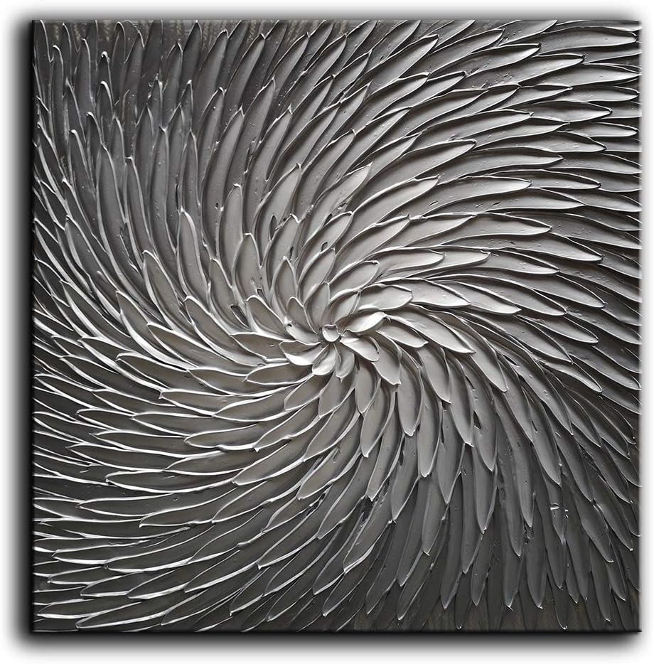 YaSheng Art - 30x30 Inch Large Abstract Art Oil Paintings on Canvas Silver Gray Gradient color Abstract Artwork Modern Home Decor Canvas Wall Art Ready to Hang for Living Room Bedroom
