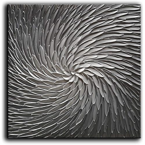 YaSheng Art - 30x30 Inch Large Abstract Art Oil Paintings on Canvas Silver Gray Gradient color Abstract Artwork Modern Home Decor Canvas Wall Art Ready to Hang for Living Room Bedroom