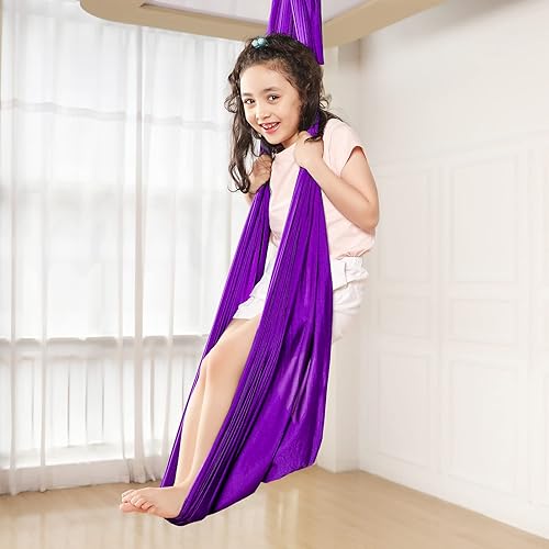 Miniatura 6 de Hamaca de terapia sensorial para niños, hamaca giratoria de 360 para niños, hamaca elástica para abrazar, silla colgante para niños y niñas con