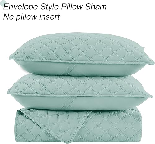 Miniatura 7 de Exclusivo Mezcla Juego de edredón suave tamaño individual, 2 piezas, colchas ligeras color aguamarina, juego de ropa de cama para todas las