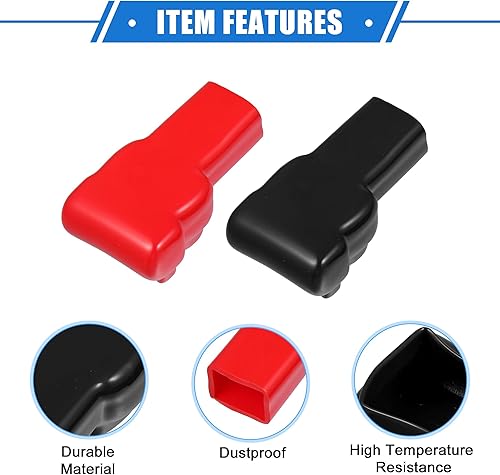 Miniatura 4 de 1 par de cubiertas de aislamiento de terminales de batería, 0.827 x 0.591 in, tapa universal para poste de batería de automóvil, motocicleta,