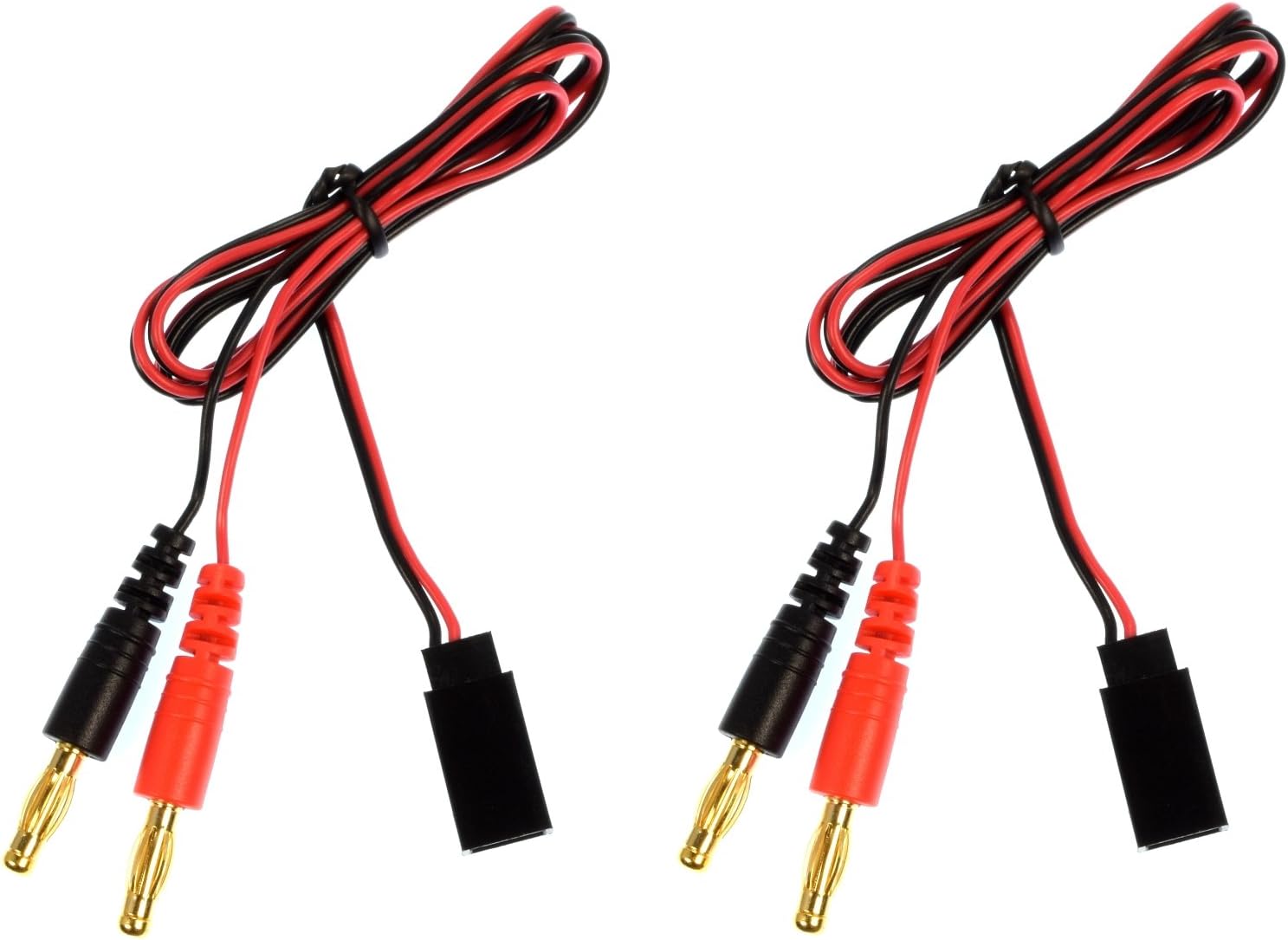 Apex RC ProductsJR Style Receiver Plug -> 4mm Banana Plug Charge Lead - 2 Pack #1421