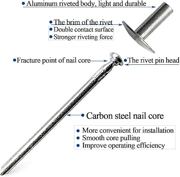 60 pcs Large Flange Blind Rivets, Aluminum,Flange Diameter 5/8 (16 mm),Pop Rivets Assortment Kit Blind Rivet,3/16 x 3/8 Inch,Grip Range(3-6mm)