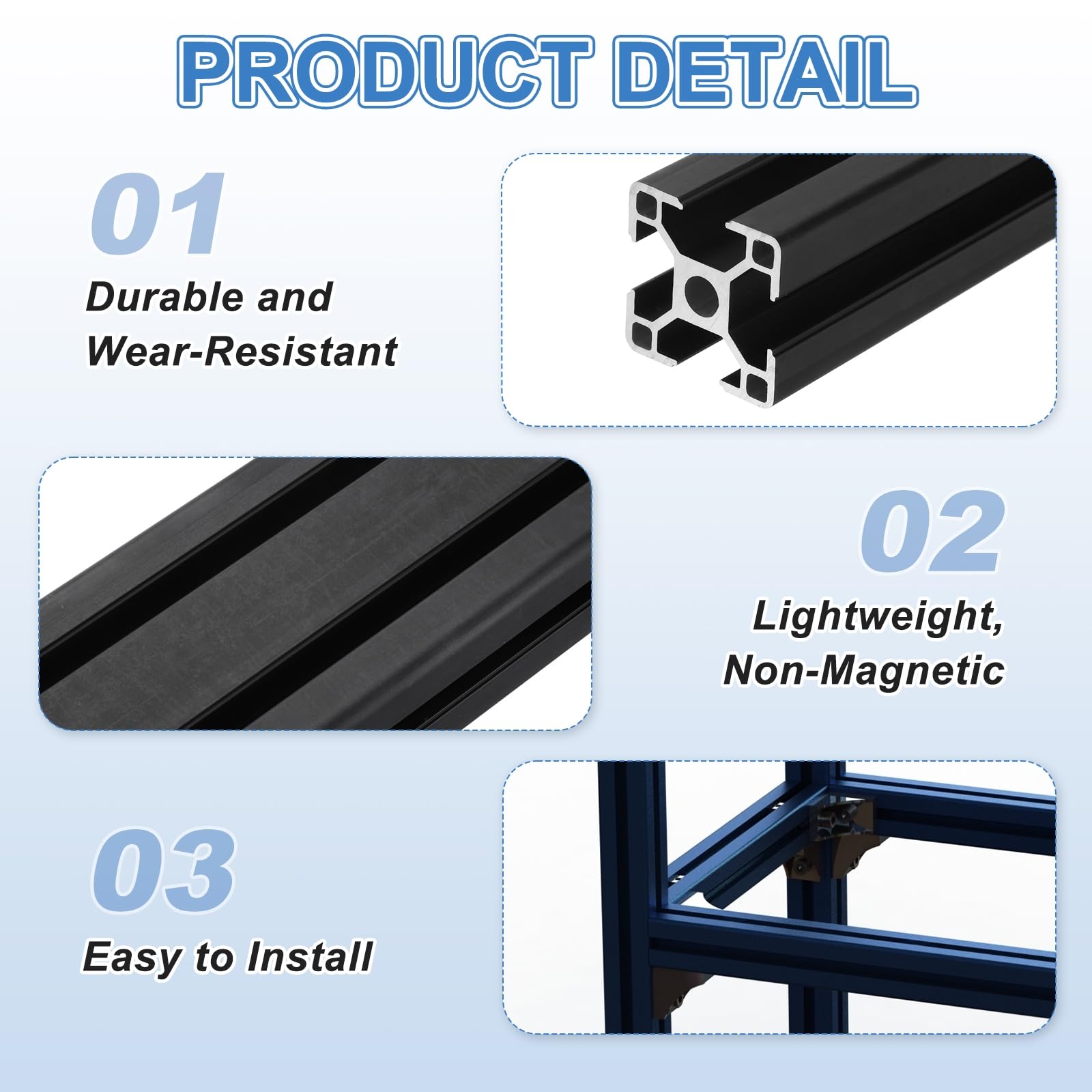 sourcing map 4 piezas de extrusión de aluminio 3030 con ranura en T, perfil de riel lineal anodizado estándar europeo de 500 mm para piezas de impresora 3D, proyectos de bricolaje CNC, color negro