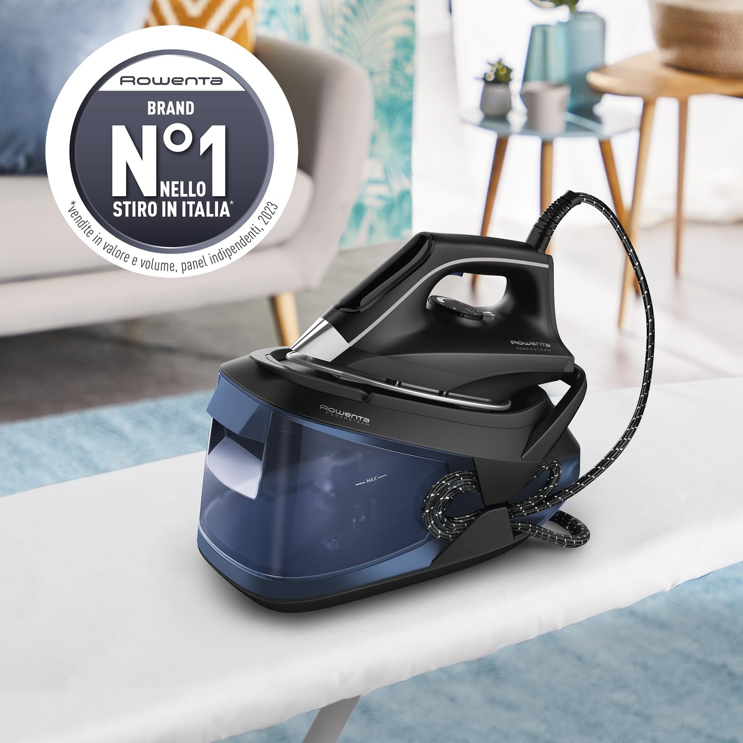 Rowenta VR8315 Powersteam Ferro da Stiro a Vapore con Caldaia Silenziosa, Pressione Fino a 6.2 Bar, 2400 W, 1.7 Litri, con Piastra in Acciaio Inox, Modalità Eco