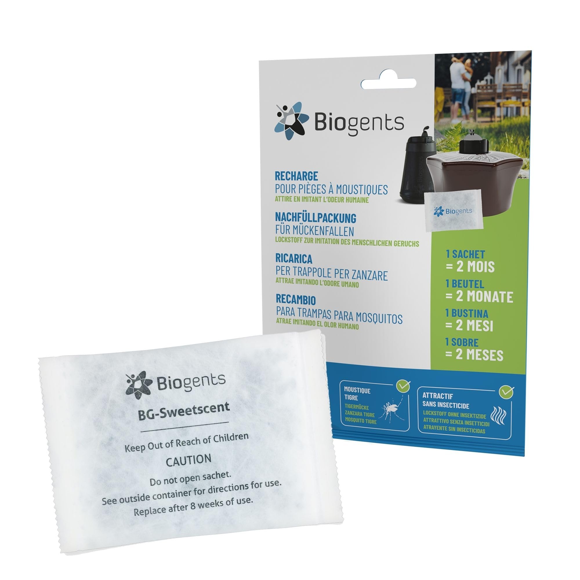 BIOGENTS BG-MOSQUITAIRE Piège Extérieur Anti-Moustiques Recharge 2 Mois BG-SWEETSCENT