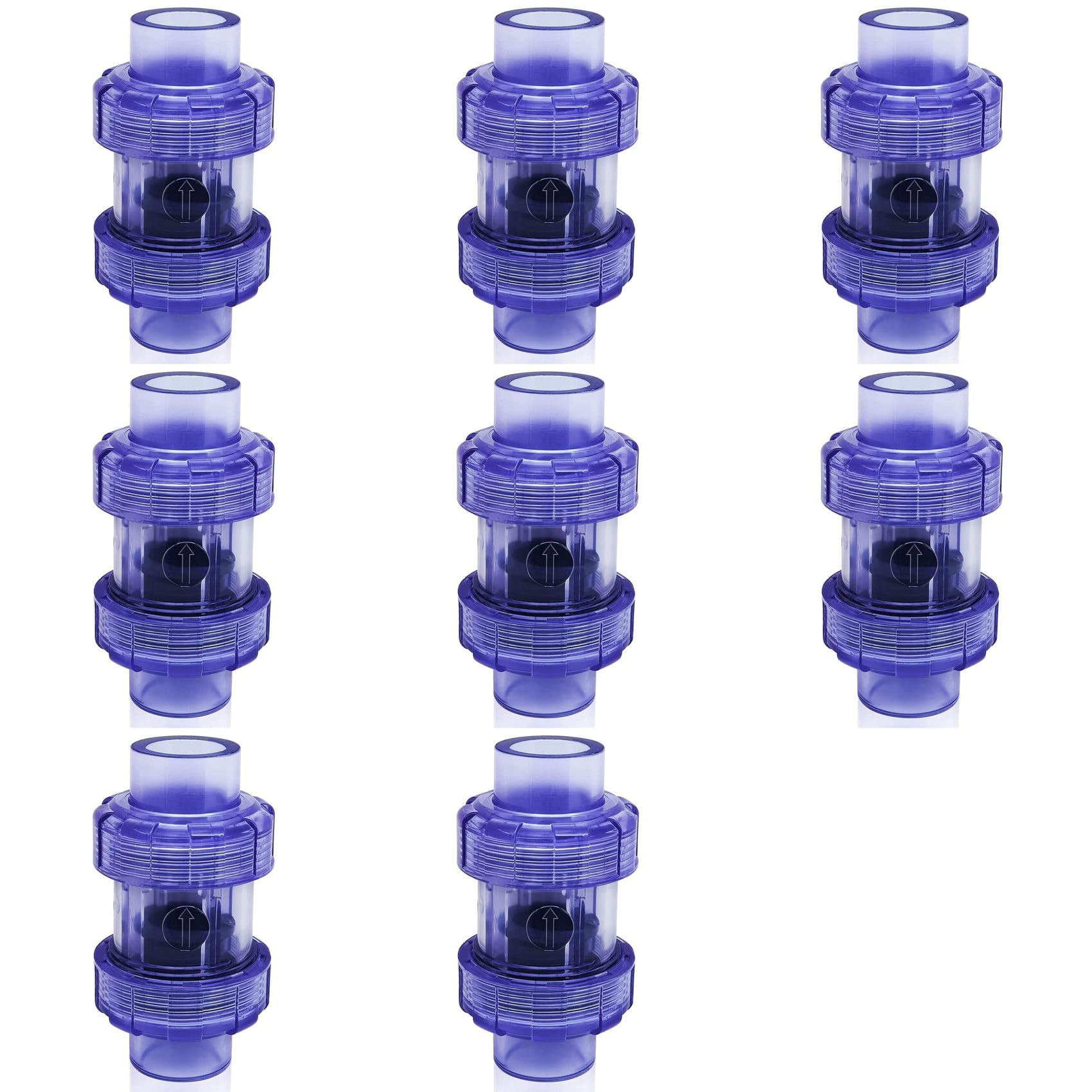 Ctrlzs Blue 8X Check Valve 3/4 Inch True Union Check Valve Transparent Upvc Check Valve Pipeline Check Valve One-Way Valve
