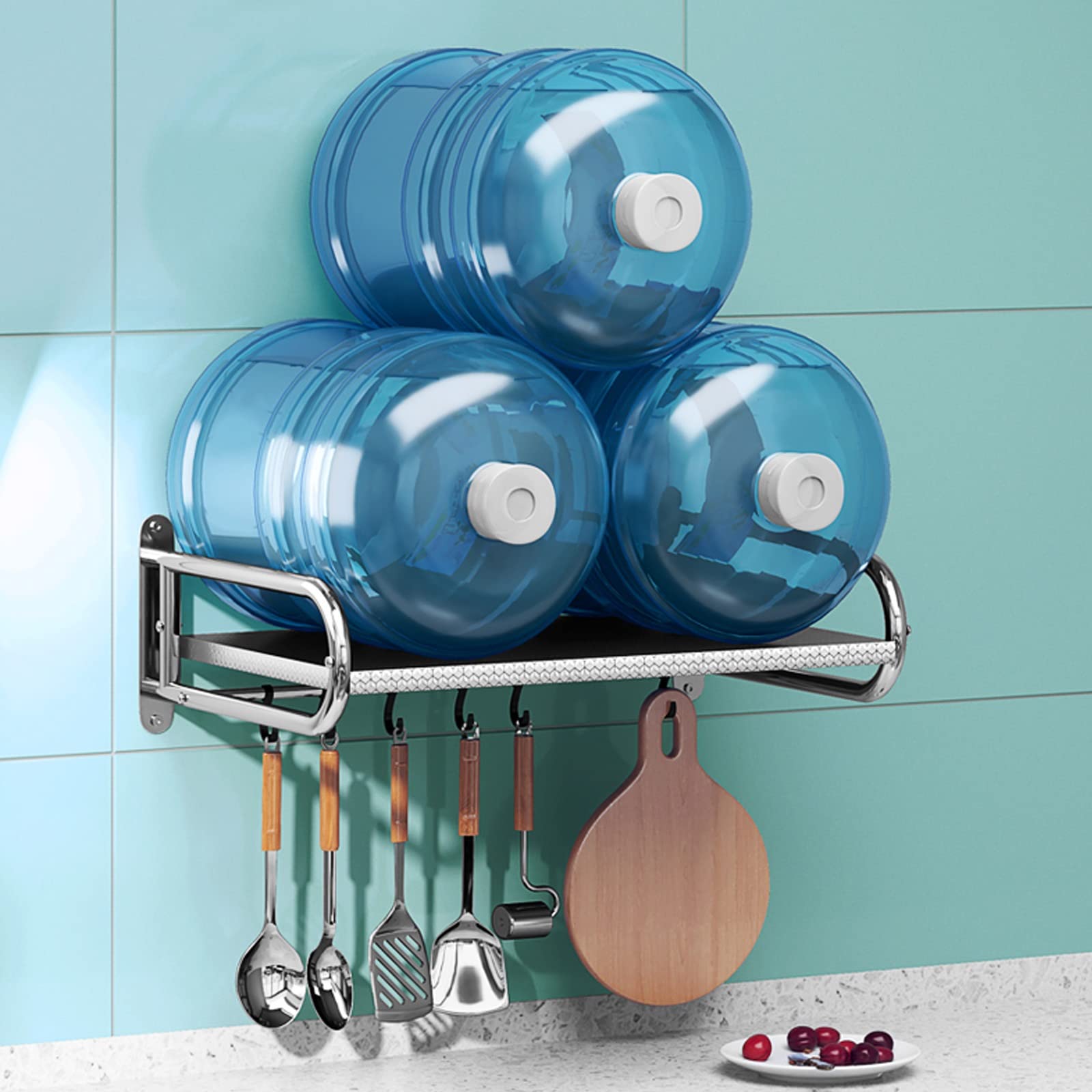 HJXGQJM Acero Inoxidable Soporte For Microondas, Soporte For Microondas En La Pared, Estante De Horno De Microondas Estante De Frasco De Especias Estante de Microondas(60x38cm)