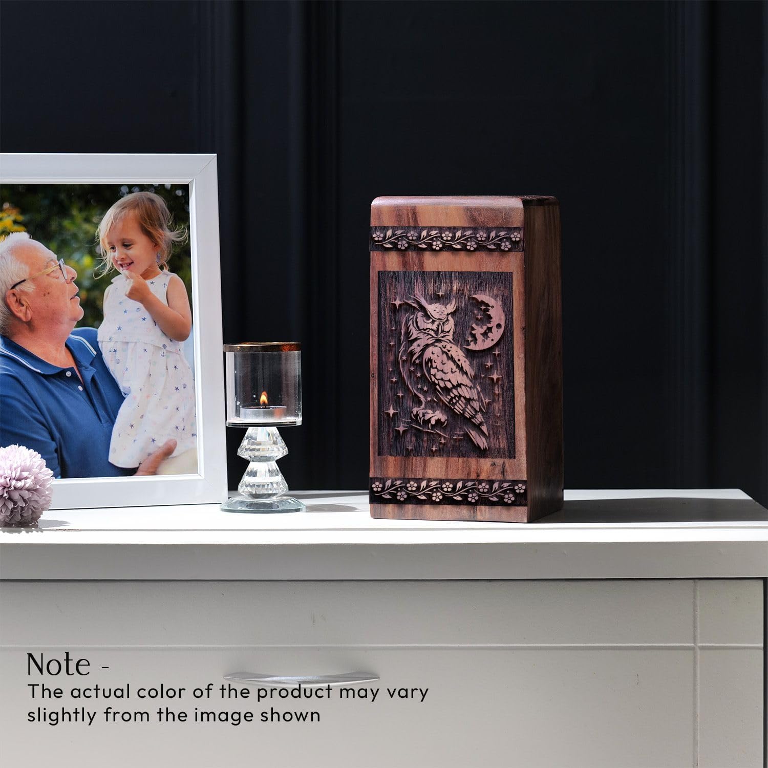 Owl Cremation Urn - 10 Inch Urn - Wooden Urn for Human Ashes Adult - Large Urn for Human Ashes Adult Male & Female, Cremation Urn for Ashes, Urns for Ashes, Funeral Urn for Ashes - Pack of 1