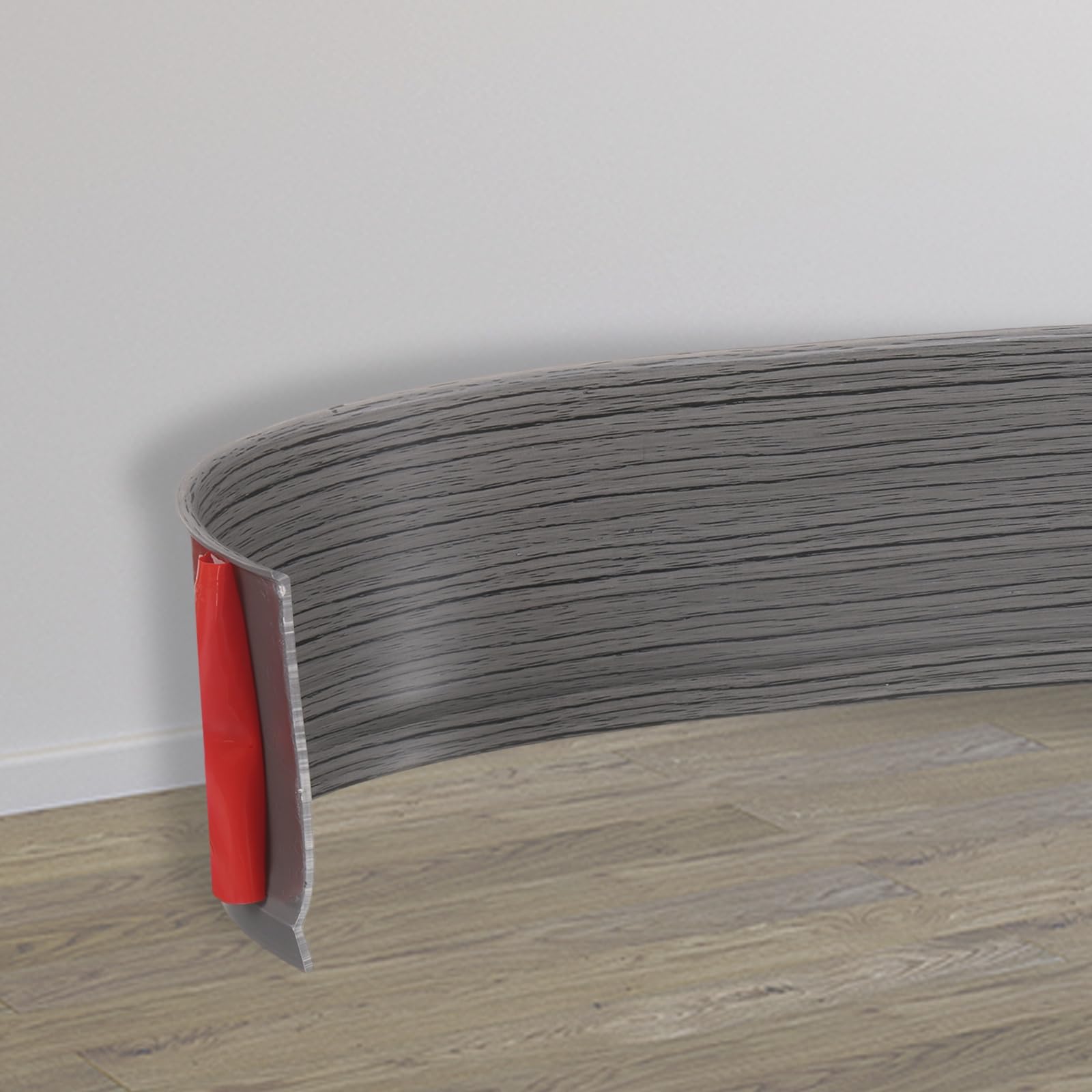 sourcing map Flexible Vinyl Baseboard Molding Trim, 10cm x 300cm/4 Inch x 10 Feet Self-Adhesive Peel and Stick Molding Trim for Walls Floor, Dark Gray Grain