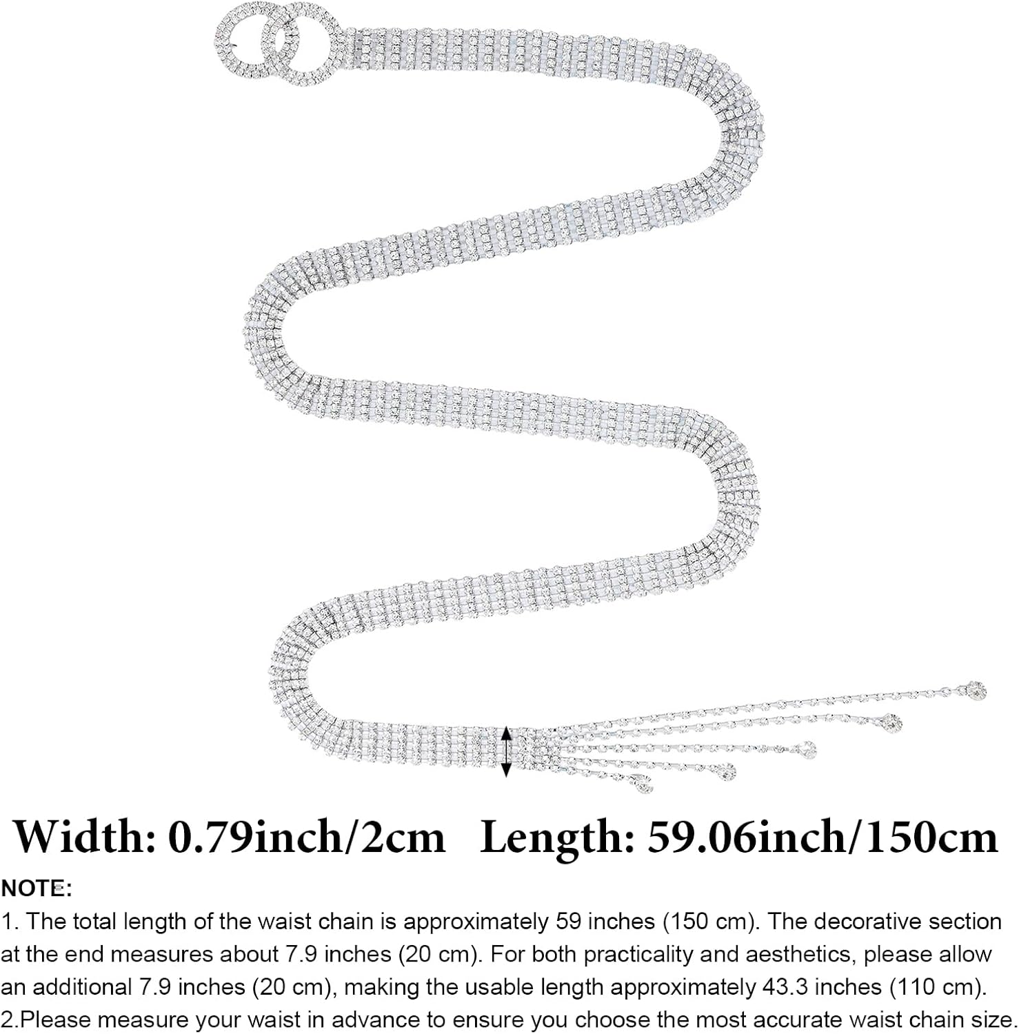 Heliltd Rhinestone Chain Belt with Adjustable Crystal Waistband for Dress & Jeans - Image 2