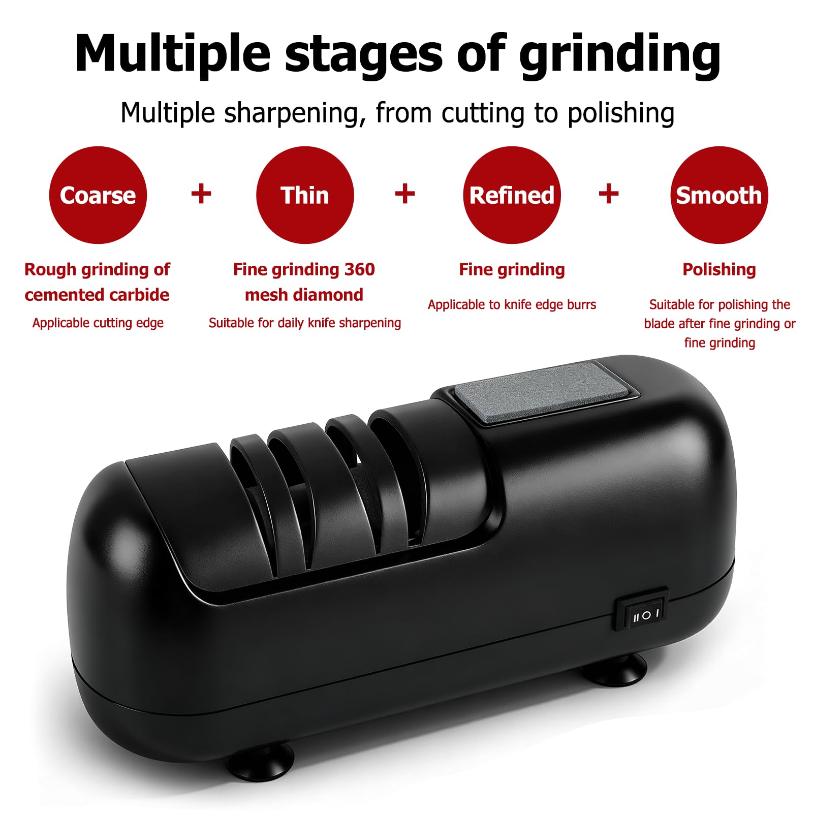 afilador cuchillos electrico, afilador de cuchillos profesional, afilador eléctrico, electric knife sharpener, adecuado para cuchillos de doble bisel y dentados, poco ruido, fácil usar - Black