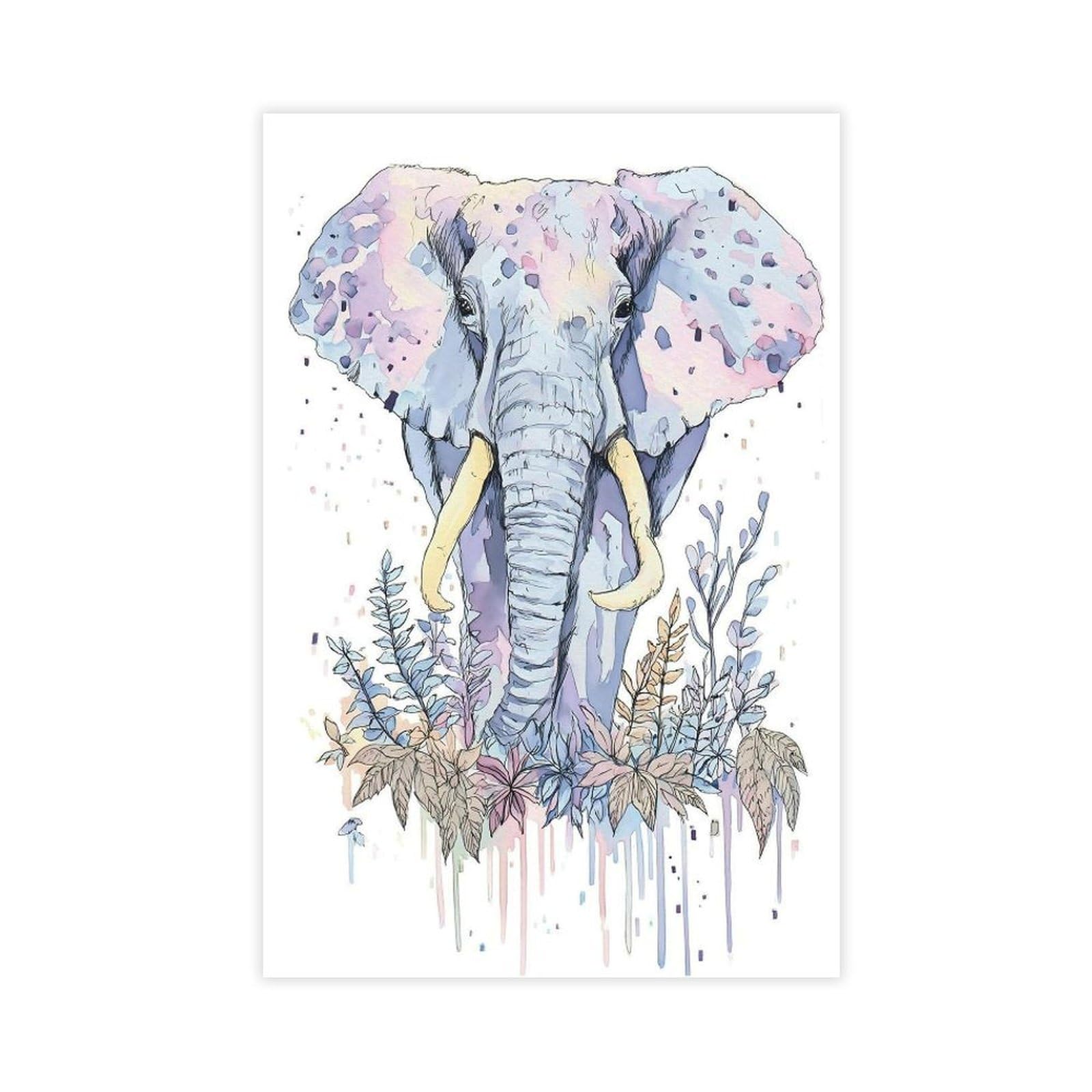 MRYCQ Pastel Elephant Floral Poster Canvas Poster for Home Decor Gift