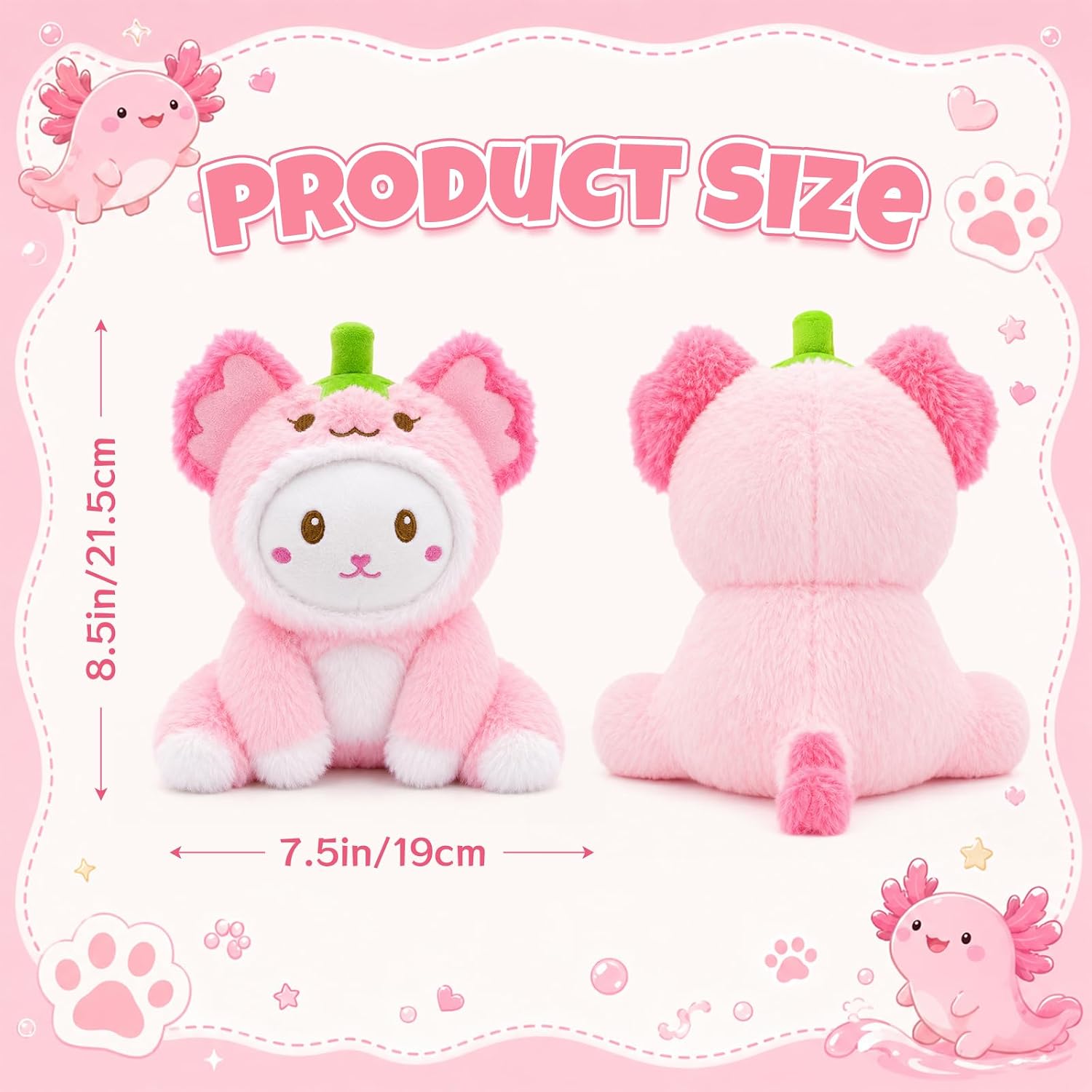 Axolotl Plush, 8 Inch Axolotl Stuffed Animal with Cat Face image 2