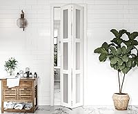 Vista 1 de BARNER HOME Puerta plegable, para abertura de 24"×80", panel plegable de puerta de 3 hojas de vidrio templado esmerilado con kit de herrajes