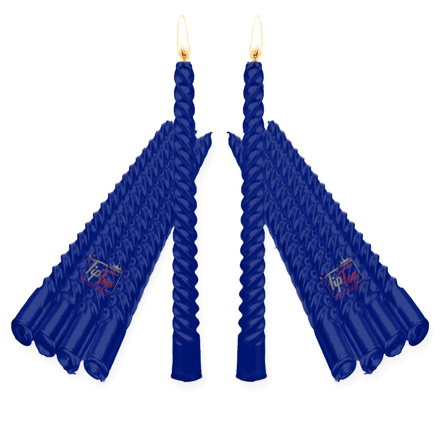 Premium Twisted Long Dinner Candles (Pack Of 10) (10 Inches) (Standard) (Midnight Blue), Wax, Unscented-image-29
