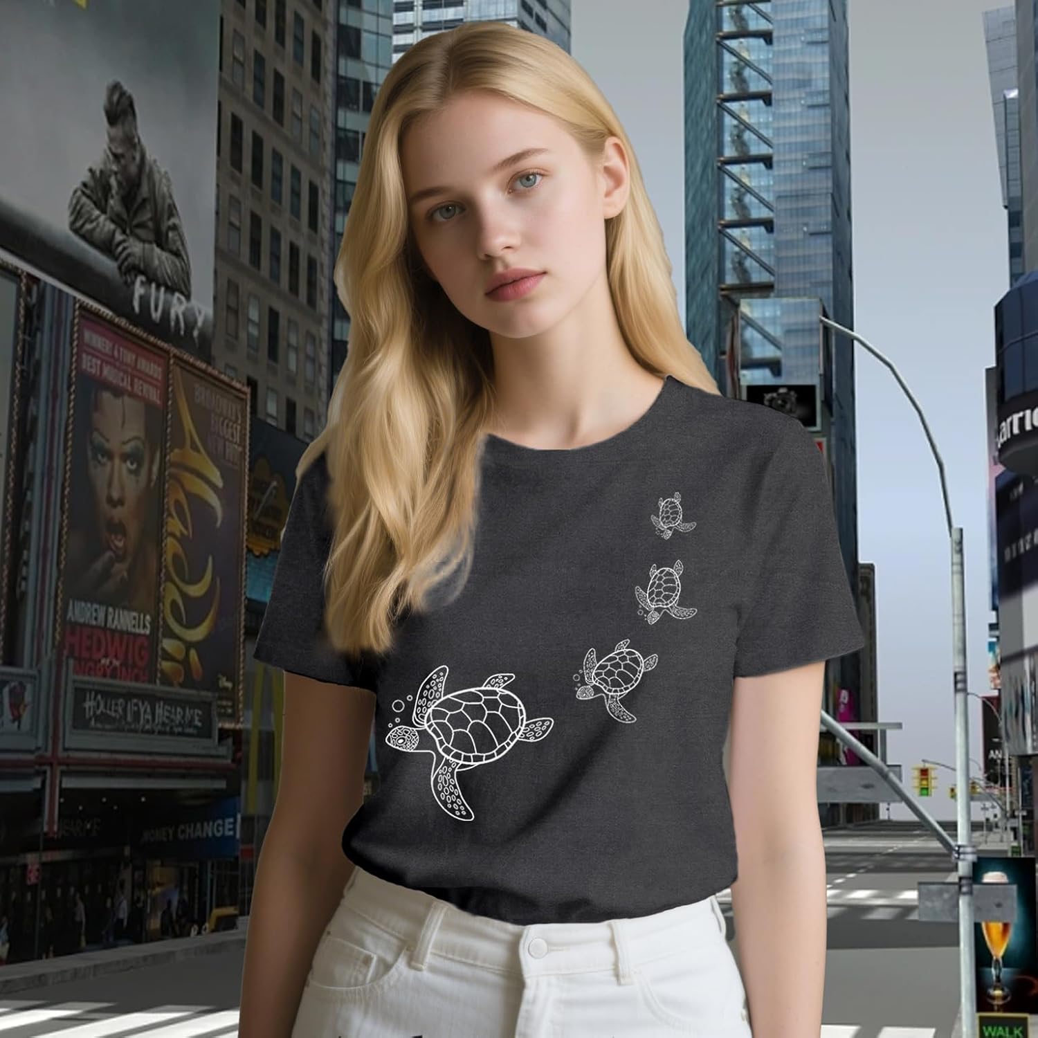 Sea Turtle Shirts for Women Hawaiian Beach Tortoise T-Shirt Vacation Ocean Tee Tops - Image 3