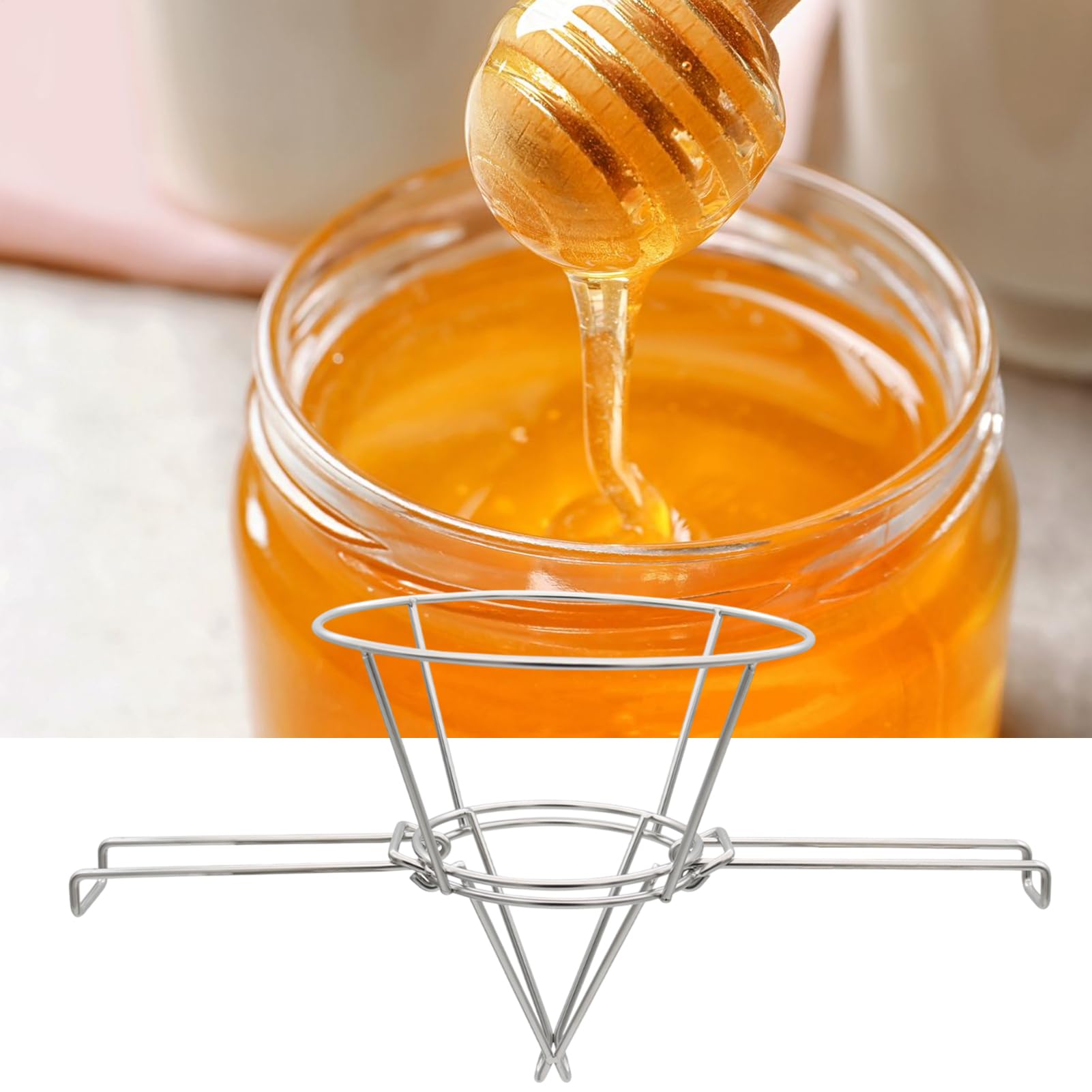 Support de filtre en forme de cône de sirop d'érable - Support de filtre en acier inoxydable avec bras pliables pour cuisine, maison, hôtel