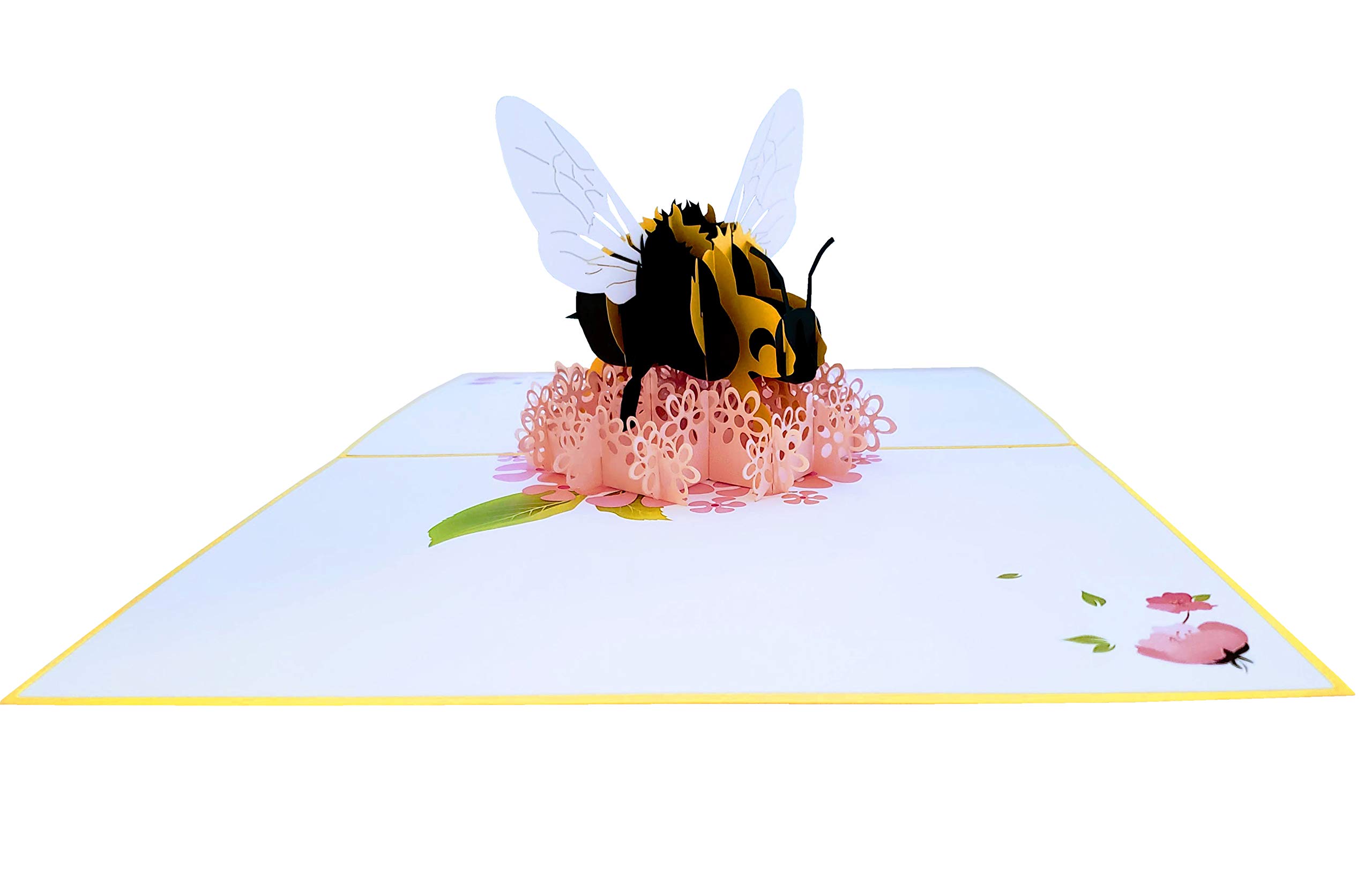 iGifts And Cards Happy Floral Bee 3D-Pop-Up-Grußkarte – Thinking of You, Happy Birthday, Muttertag, Get Well Soon, Miss You, Congratulations, Love, Cute, Fun