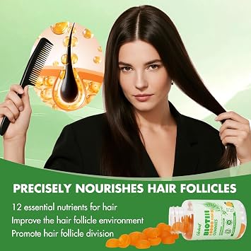 Biotin 10000mcg Gummies, Hair Growth Gummies with Biotin/Collagen/Keratin, Hair Vitamins for Fuller Hair, Stronger Nails, Glowing Skin, Beauty Support for Women, 60 Count, Orange Flavor
