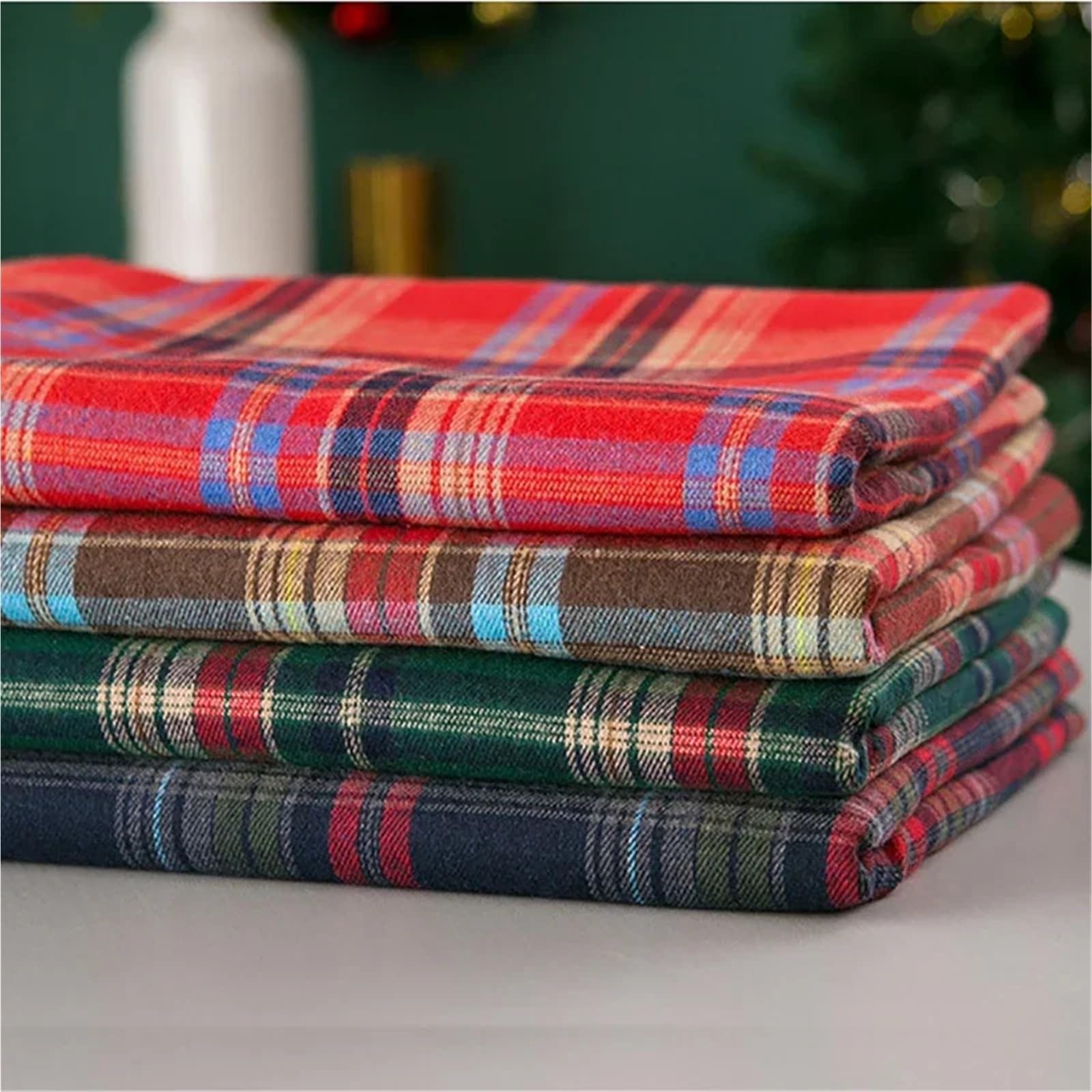 Mantel Redondo a Cuadros for Mesa, decoración navideña for reunión Familiar, Restaurante, Fiesta, Cena, decoración del hogar para Banquetes Y Fiestas(Red Black Plaid,90CM)