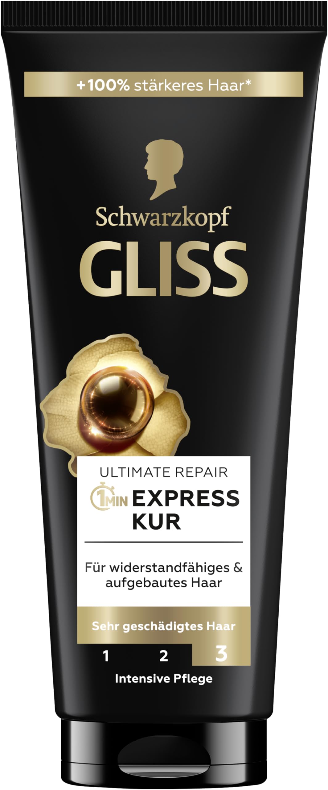 Gliss 1-minutowa intensywna kuracja Ultimate Repair (200 ml), kuracja do włosów z keratyną dla bardzo zniszczonych włosów, skuteczna już po 1 minucie