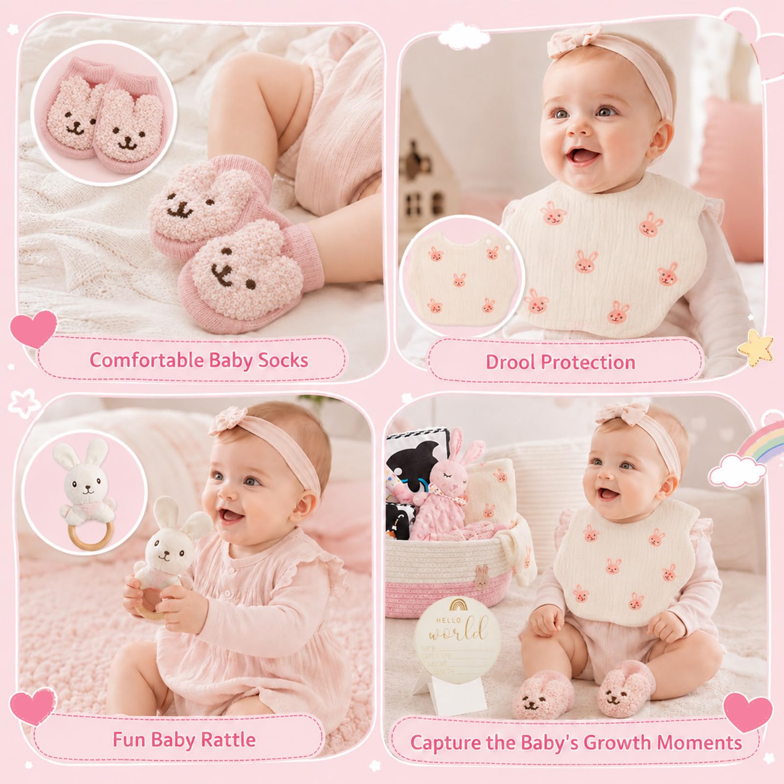 Regalo para recién nacido, set de regalo de nacimiento 9 en 1 para niña