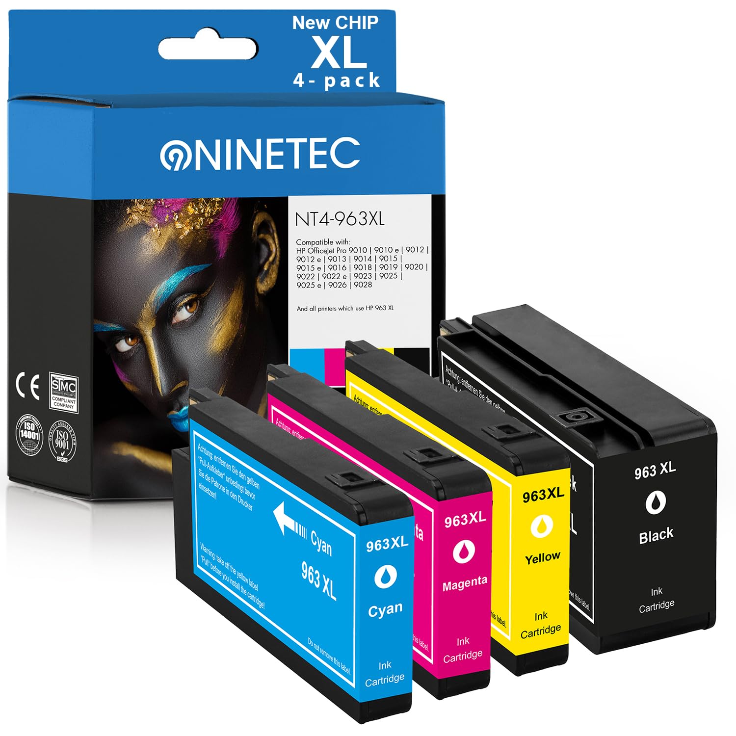 963 XL Multipack Sostituto per HP 963 Compatibile con 963XL OfficeJet Pro 9010e 9012e 9014e 9015e 9019e 9020 9022e 9023 9025e Cartucce per stampanti Nero Ciano Magenta Giallo Confezione da 4 HP 963 XL