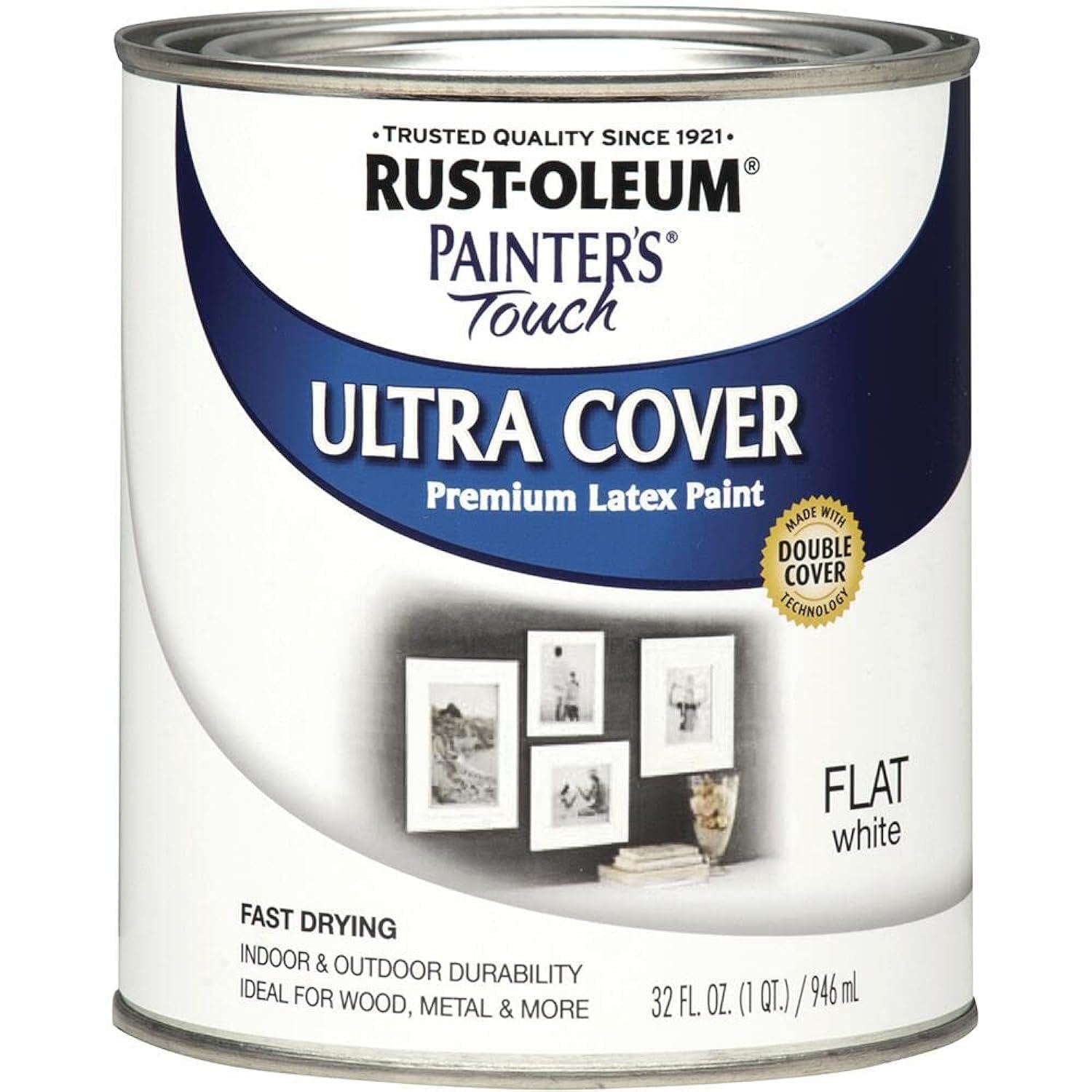 1990502-2PK Painter's Touch Latex Paint, Quart, Flat White, 32 Fl Oz (Pack of 2)