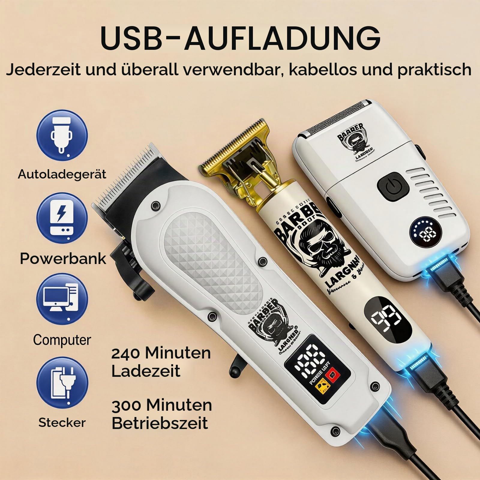 Haarschneidemaschine für Männer, schnurlose professionelle Haarschneidemaschine, elektrischer Haarschneider, wiederaufladbarer Bartschneider, Friseurschneider, elektrischer Rasierer, Geschenke für