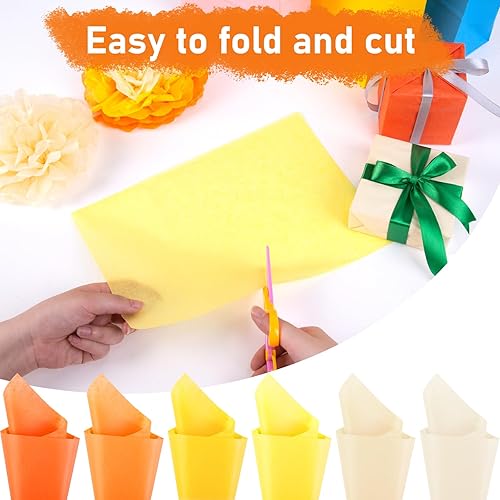 Miniatura 4 de VGOODALL 450 hojas de papel de seda naranja, papel de seda de otoño de 11.5 x 8 pulgadas, a granel para bolsas de regalo, papel de regalo para