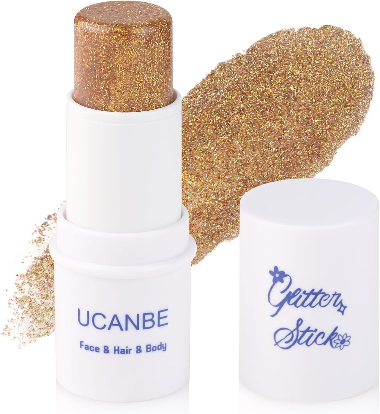 UCANBE Yellow Body Glitter Stick, Face Glitter for Singer Concerts Music Festival, Chunky Glitter Makeup Rave Accessories for Body Face Hair Eyes Lip, Sparkling Mermaid Sequins for Women