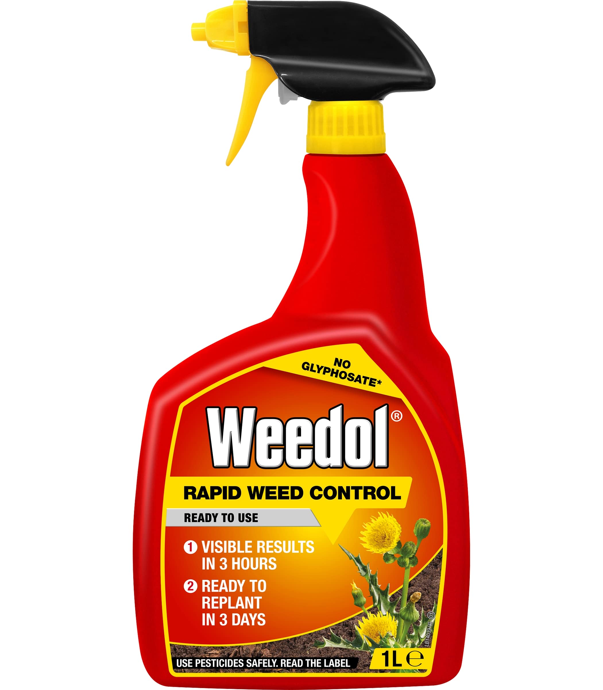 1L Rapid Weed Control Weedkiller, No Glyphosate, Visible Results in 3hr, Ready to Replant in 3 days