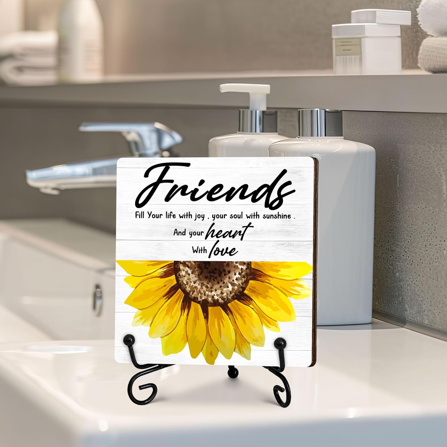 Funny Desk Decor, Friends Sign, Home Office Decor, Friendship Gifts for Women Men, Friends Coworkers, Home Office Shelf Decoration, Cubicle Accessories, 5x5 Inches-A25 - Image 6