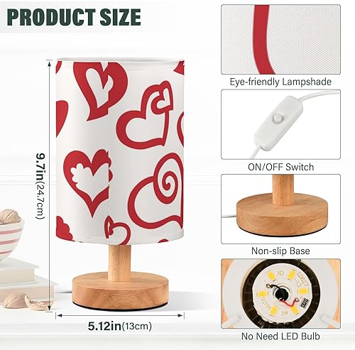 Miniatura 3 de GuoChe Table Lamps Night Table Lamp Minimalist Valentine's Day Red Hearts Lamp for Boys End Table lamparas para sala de mesa