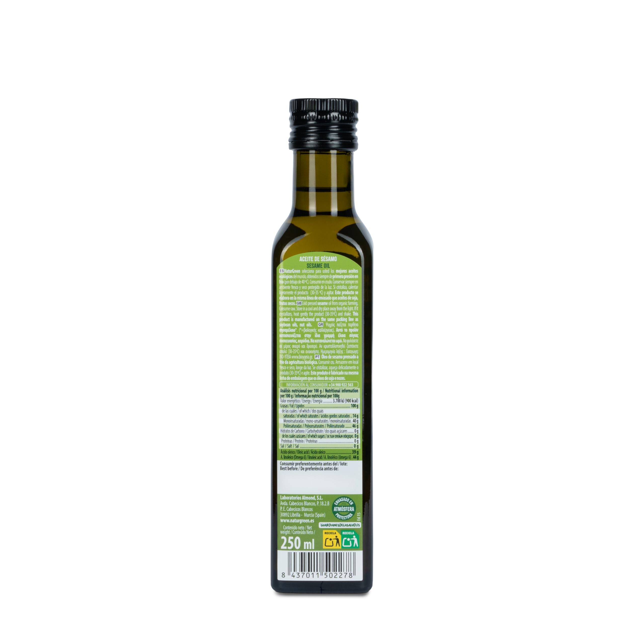 NaturGreen Aceite de Sésamo Bio de Primera Presión (502278), 250 Mililitros — view 2
