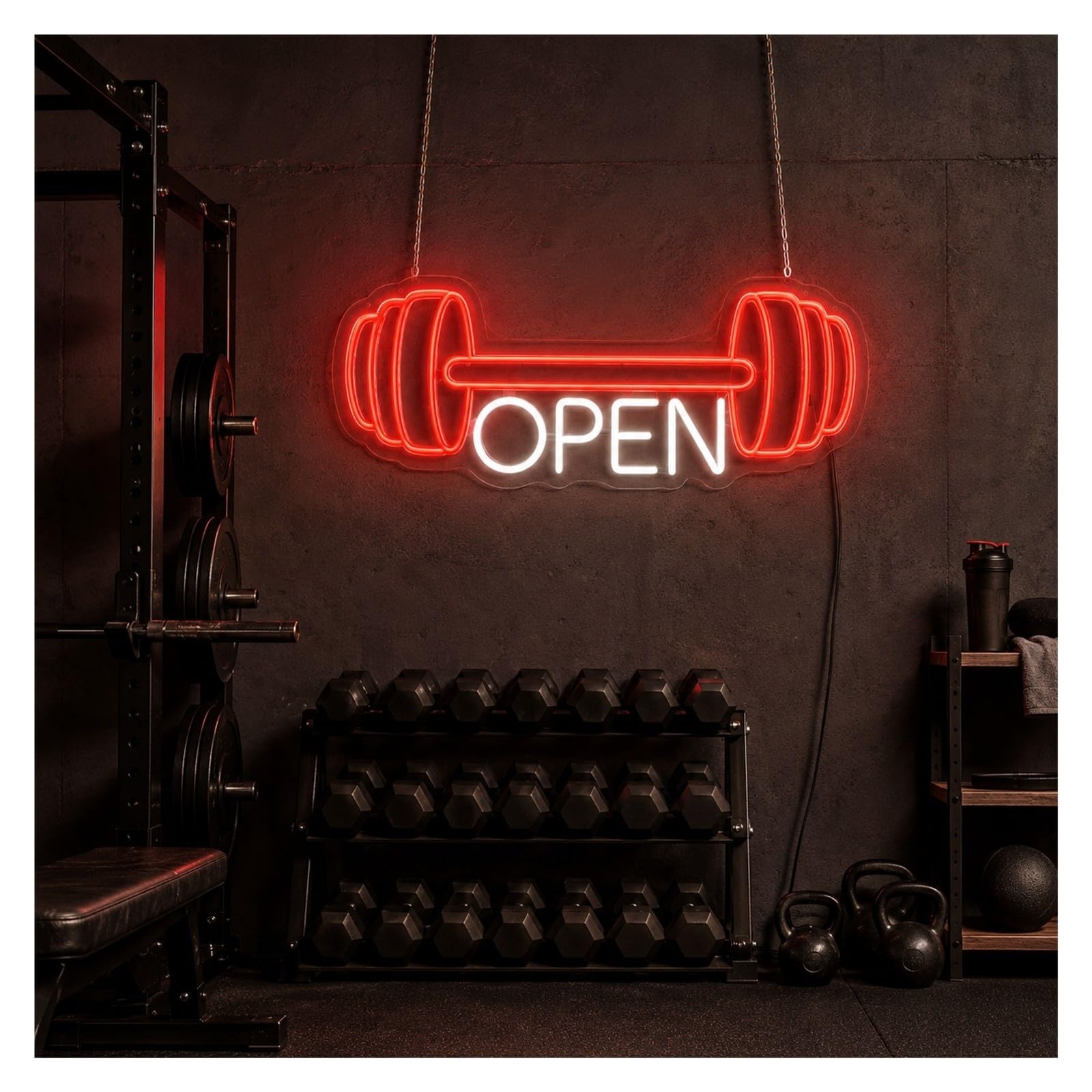 néon signe Gym Barbell Open Enseigne Néon