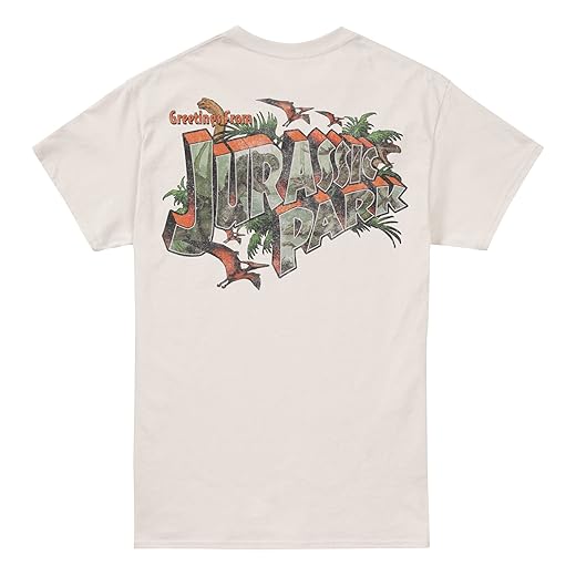 Cotton Soul Jurassic Park Greetings Logo Unisex T-Shirt Natural