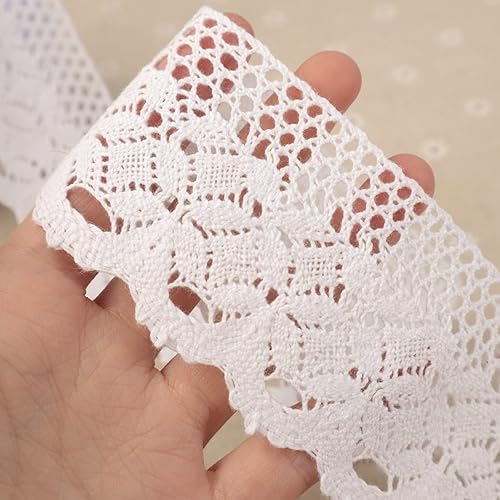 Miniatura 9 de Cinta de encaje blanco de 16 yardas de encaje de ganchillo para manualidades, envoltura de paquetes de regalo, decoración de boda nupcial,