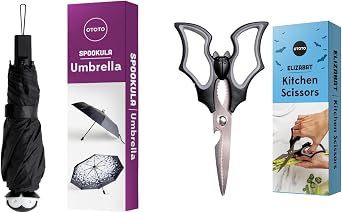 OTOTO Bundle of 2 NEW! Spookula Vampire Umbrella Unique Umbrella & NEW!! Elizabat Kitchen Scissors Cute Bat Kitchen Shears